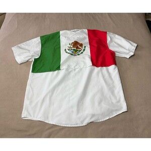Magellan Outdoors Men’s Lake Fork Mexico Flag Button Down Shirt Size L